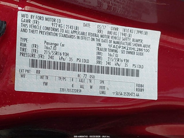 2017 FORD FOCUS 1FADP3K2XHL286100 Photo 8