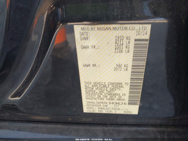1N4AL3AP6FN349626 Nissan Altima 2.5 Sl