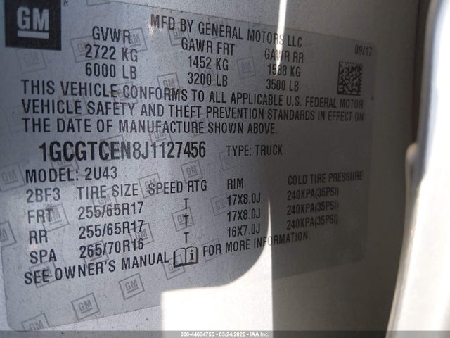 1GCGTCEN8J1127456 Chevrolet Colorado Lt