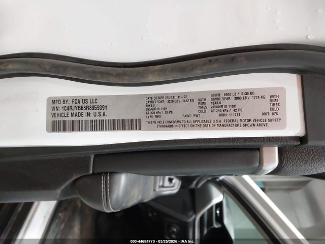 Aukcja sprzedaży 2024 Jeep Grand Cherokee 4xe, vin: 1C4RJYB68R8959391, numer aukcji: 44684770