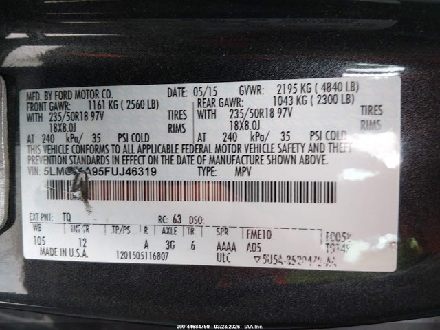 2015 LINCOLN MKC 5LMCJ1A95FUJ46319 Photo 8