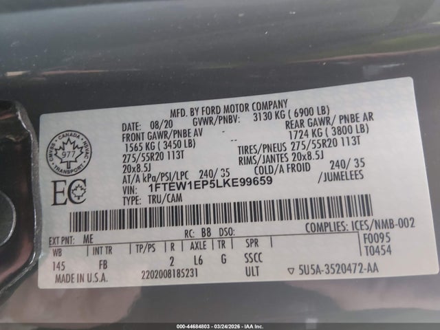 Ford F-150 Xlt 2020 1FTEW1EP5LKE99659 Image 9