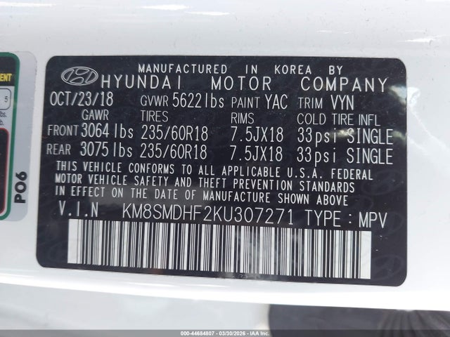2019 HYUNDAI SANTA FE XL KM8SMDHF2KU307271 Photo 8