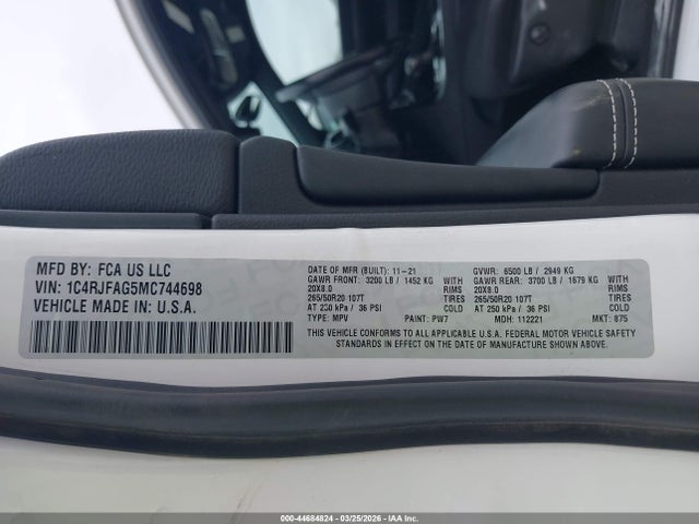 2021 JEEP GRAND CHEROKEE 1C4RJFAG5MC744698 Photo 8