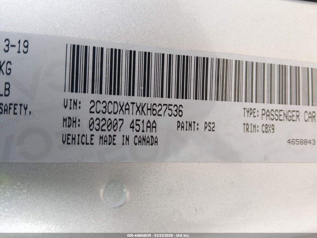 Продажа на аукционе авто 2019 Dodge Charger Police Rwd, vin: 2C3CDXATXKH627536, номер лота: 44684839