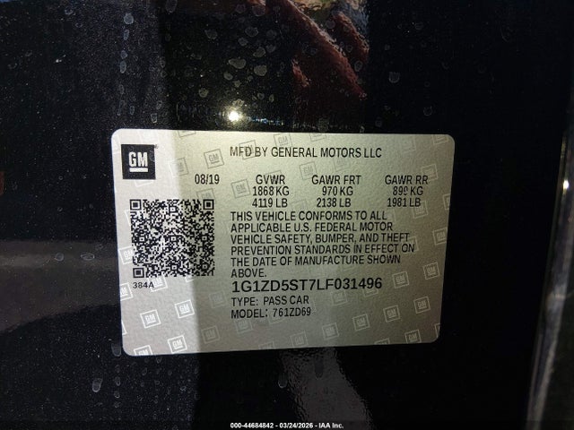 1G1ZD5ST7LF031496 Chevrolet Malibu Fwd Lt