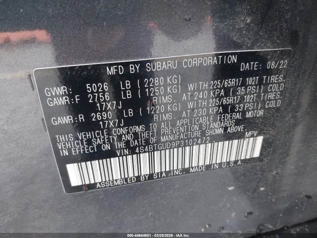 4S4BTGUD9P3102472 Subaru Outback Wilderness