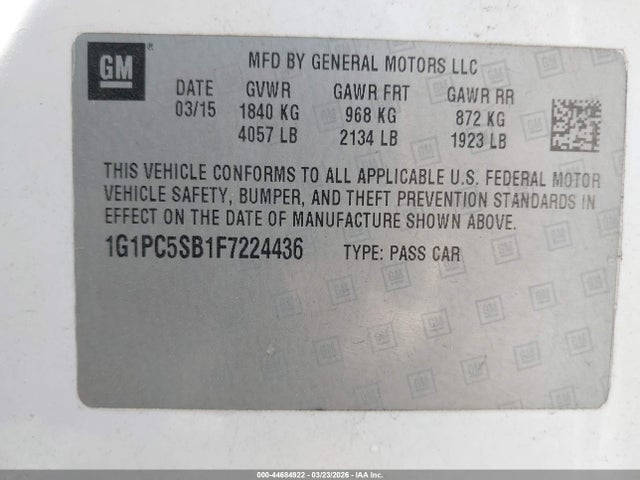 Chevrolet Cruze 1lt Auto 2015 1G1PC5SB1F7224436 Image 9