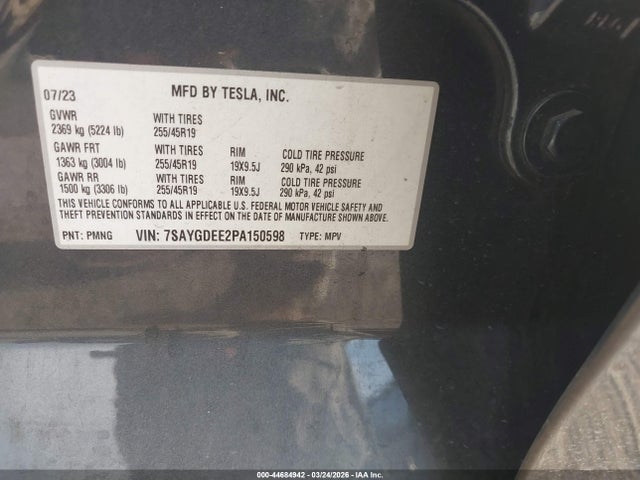 7SAYGDEE2PA150598 Tesla Model Y