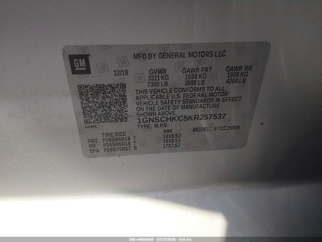 Chevrolet Suburban Lt 2019 1GNSCHKC5KR257537 Image 9