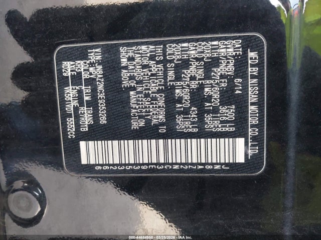 Aukcja sprzedaży 2014 Infiniti Qx80, vin: JN8AZ2NC3E9353266, numer aukcji: 44684950