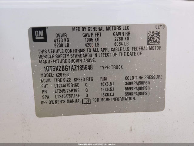 Aukcja sprzedaży 2010 Gmc Sierra 2500hd Work Truck, vin: 1GT5KZBG1AZ185848, numer aukcji: 44685018