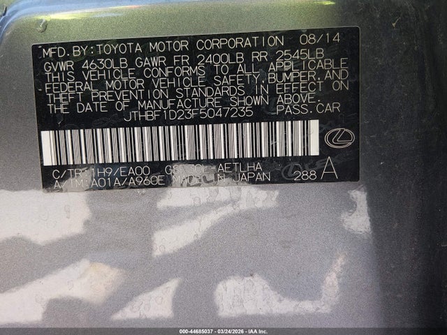 JTHBF1D23F5047235 Lexus IS 250