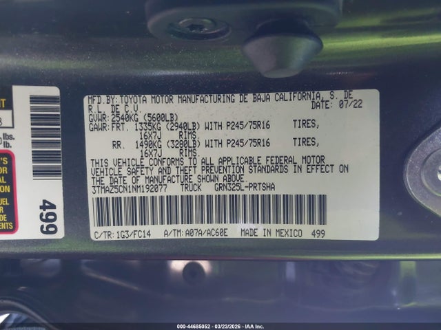 3TMAZ5CN1NM192077 Toyota Tacoma Sr5 V6