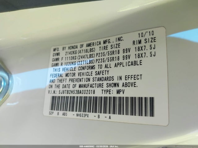 Aukcja sprzedaży 2011 Acura Rdx Tech Pkg, vin: 5J8TB2H53BA002018, numer aukcji: 44685062