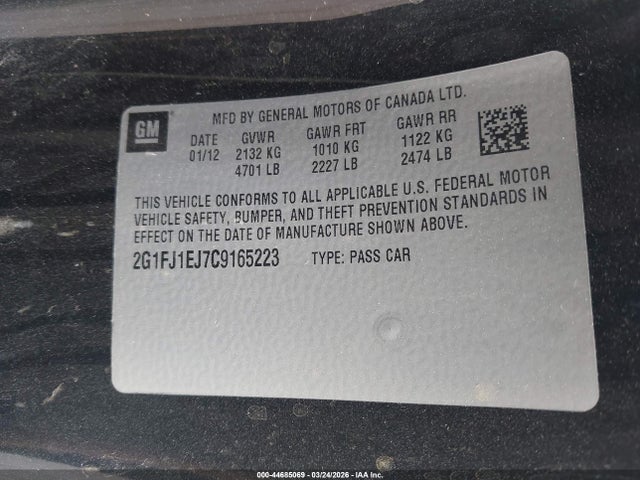 Продажа на аукционе авто 2012 Chevrolet Camaro 1ss, vin: 2G1FJ1EJ7C9165223, номер лота: 44685069