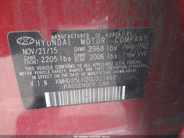 KMHD35LH2GU321494 Hyundai ELANTRA GT