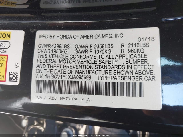 1HGCV1F1XJA095698 Honda ACCORD LX