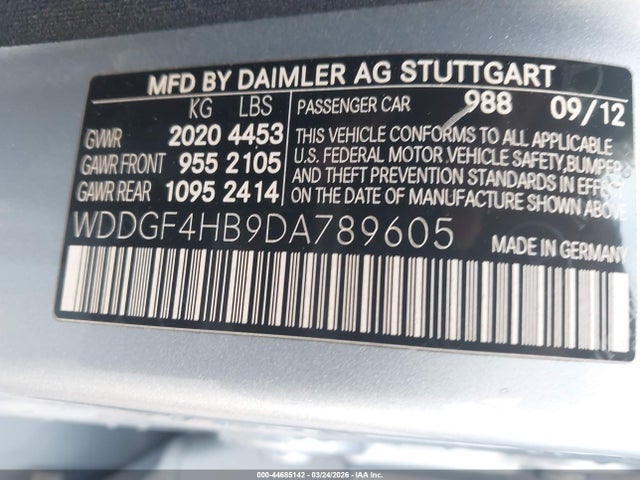 44685142 :رقم المزاد ، WDDGF4HB9DA789605 vin ، 2013 Mercedes-benz C 250 Sport مزاد بيع