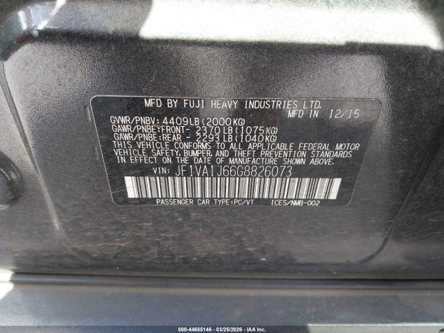 JF1VA1J66G8826073 Subaru Wrx Limited