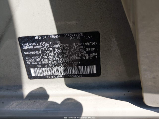 2023 Subaru Crosstrek Premium მანქანა იყიდება აუქციონზე, vin: JF2GTAPC4P8273984, აუქციონის ნომერი: 44685150