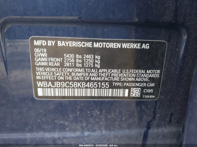 Продаж на аукціоні авто 2019 Bmw M550i Xdrive, vin: WBAJB9C58KB465155, номер лоту: 44685151