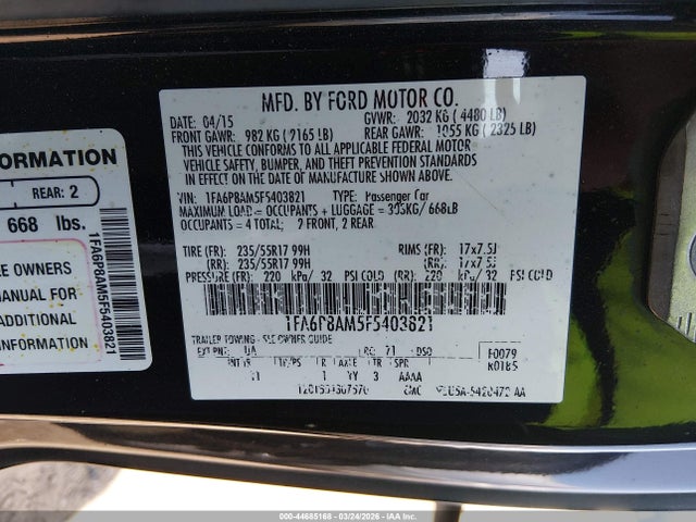 Ford Mustang V6 2015 1FA6P8AM5F5403821 Image 9