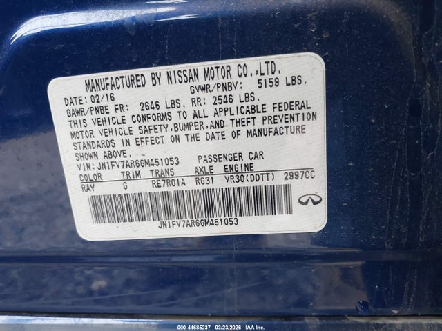 2016 INFINITI Q50 JN1FV7AR6GM451053 Photo 8