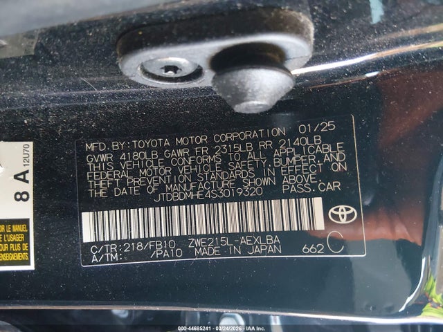 Toyota Corolla Hybrid Le 2025 JTDBDMHE4S3019320 Image 9