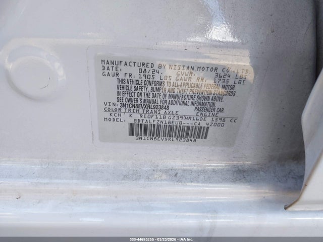 3N1CN8EVXRL923848 Nissan Versa 1.6 Sv