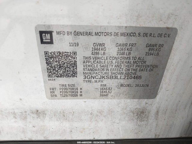 2020 CHEVROLET TRAX 3GNCJKSB3LL210465 Photo 8