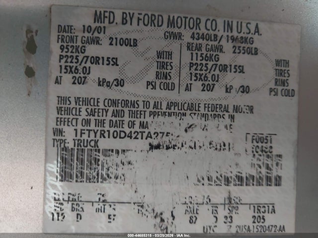 2002 FORD RANGER 1FTYR10D42TA27527 Photo 8