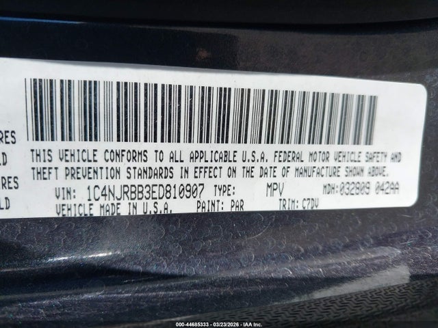 44685333 :رقم المزاد ، 1C4NJRBB3ED810907 vin ، 2014 Jeep Patriot Sport مزاد بيع