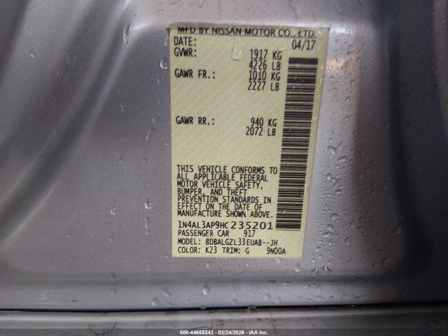 1N4AL3AP9HC235201 Nissan Altima 2.5 S