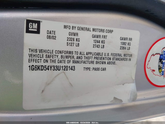 2003 CADILLAC DEVILLE 1G6KD54Y33U120143 Photo 8