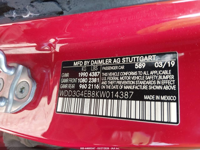Mercedes-Benz A 220 2019 WDD3G4EB8KW014387 Image 9