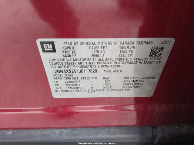 2018 CHEVROLET EQUINOX 2GNAXSEV1J6117828 Photo 8