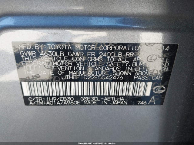 2014 LEXUS IS 250 JTHBF1D22E5042476 Photo 8