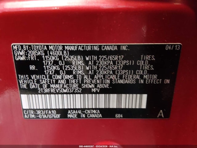 2013 TOYOTA RAV4 2T3RFREV5DW037352 Photo 8