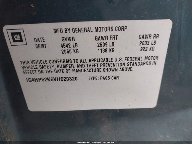Продажа на аукционе авто 1997 Buick Lesabre Custom, vin: 1G4HP52K6VH620320, номер лота: 44685432
