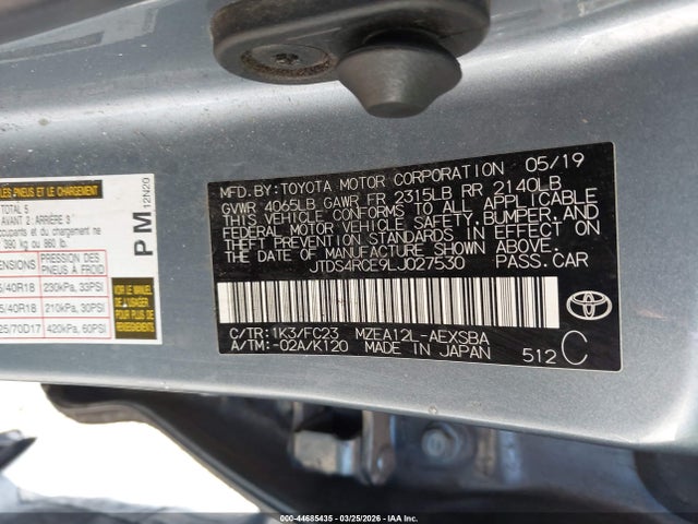 JTDS4RCE9LJ027530 Toyota COROLLA SE