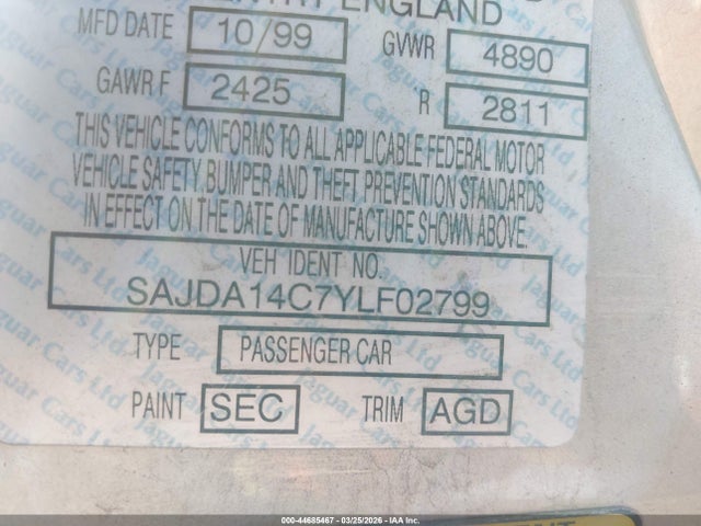 2000 JAGUAR XJ8 SAJDA14C7YLF02799 Photo 8