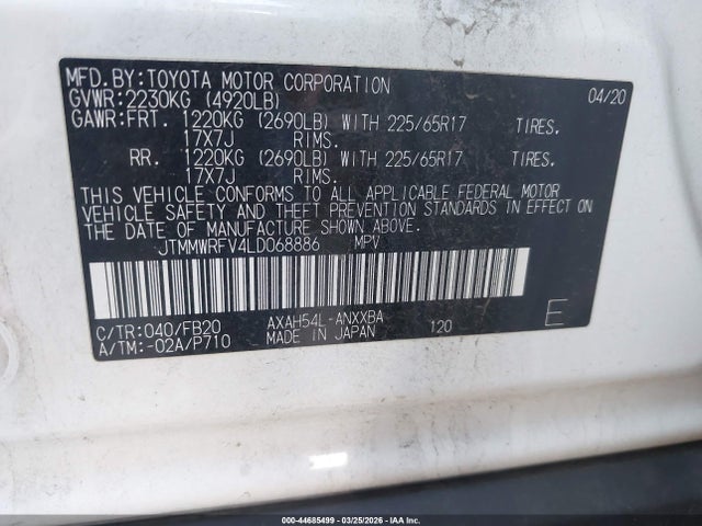 2020 TOYOTA RAV4 HYBRID JTMMWRFV4LD068886 Photo 8