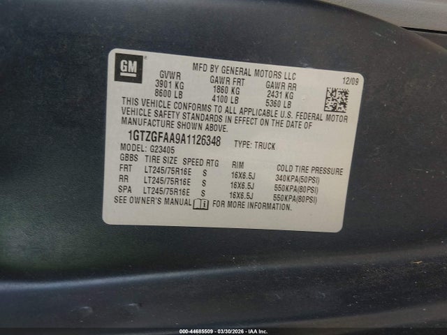 Aukcja sprzedaży 2010 Gmc Savana 2500 Work Van, vin: 1GTZGFAA9A1126348, numer aukcji: 44685509
