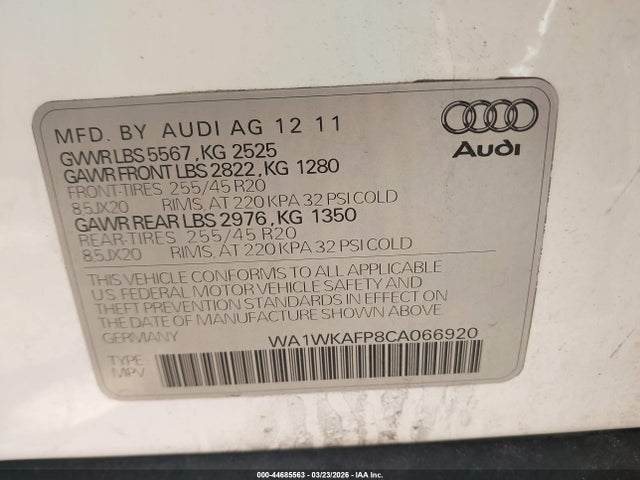 2012 AUDI Q5 WA1WKAFP8CA066920 Photo 8