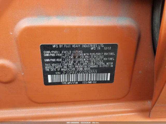 44685565 :رقم المزاد ، JF2GPAVC2D2824659 vin ، 2013 Subaru Xv Crosstrek 2.0i Premium مزاد بيع