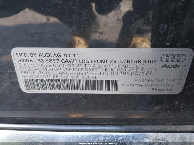 Продажа на аукционе авто 2011 Audi A8 L 4.2, vin: WAURVAFD6BN015243, номер лота: 44685566
