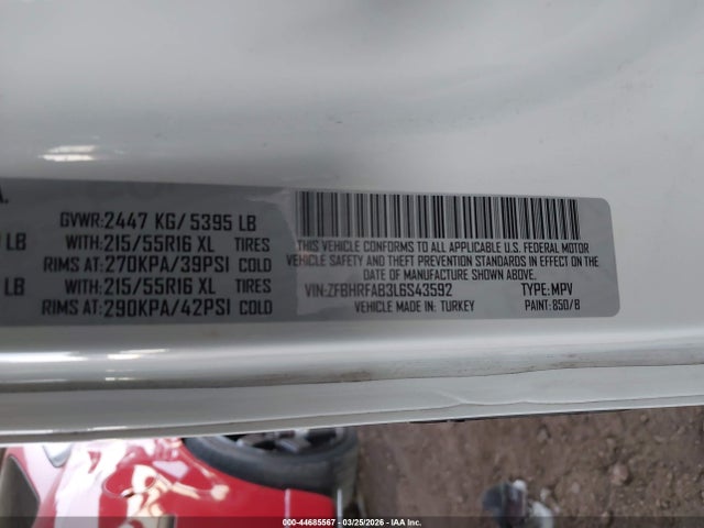Продаж на аукціоні авто 2020 Ram Promaster City Tradesman, vin: ZFBHRFAB3L6S43592, номер лоту: 44685567