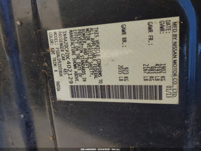2013 NISSAN LEAF 1N4AZ0CP2DC402129 Photo 8