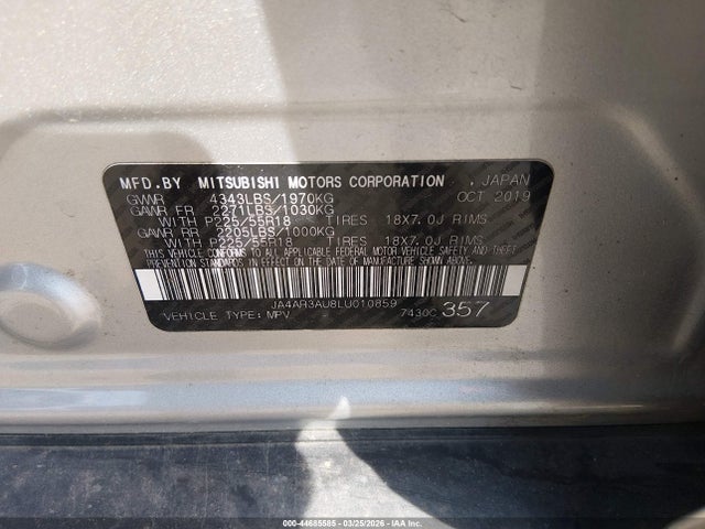Aukcja sprzedaży 2020 Mitsubishi Outlander Sport 2.0 Be Awc/2.0 Es Awc/2.0 Se Awc/2.0 Sp Awc, vin: JA4AR3AU8LU010859, numer aukcji: 44685585